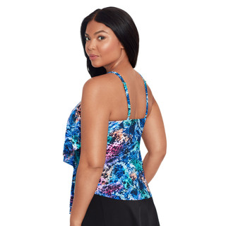 Thumbnail 5: Trimshaper Trimshaper Womens Ronnie Prismatic Python Tankini Top 