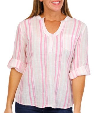 Thumbnail 1: Dash Dash Womens 3/4 Sleeve Slub Gauze Henley Top 