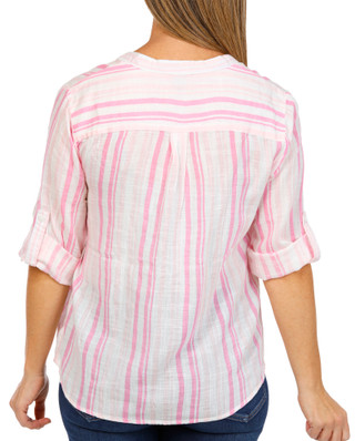 Thumbnail 3: Dash Dash Womens 3/4 Sleeve Slub Gauze Henley Top 