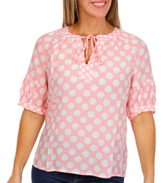 Thumbnail 1: Zac & Rachel Zac & Rachel Womens Short Sleeve Polka Dot Peasant Top 