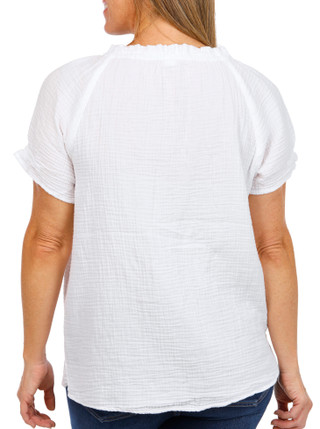 Thumbnail 3: Dash Dash Womens Short Sleeve Button Down Gauze Top 