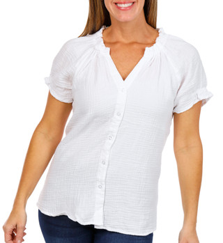 Thumbnail 1: Dash Dash Womens Short Sleeve Button Down Gauze Top 
