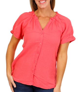Thumbnail 1: Dash Dash Womens Short Sleeve Button Down Gauze Top 