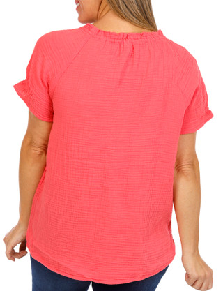 Thumbnail 3: Dash Dash Womens Short Sleeve Button Down Gauze Top 