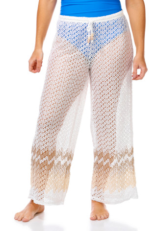 Thumbnail 1: ARUBA BLUE Aruba Blue Womens Chevron Pants Cover Up 
