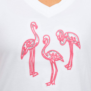 Thumbnail 3: Coral Bay Coral Bay Womens Short Sleeve Embellished Flamingo Top 