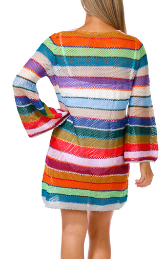 Thumbnail 4: PQ SWIM PQ Swim Womens Long Sleeve Crochet Cover Up Dress 