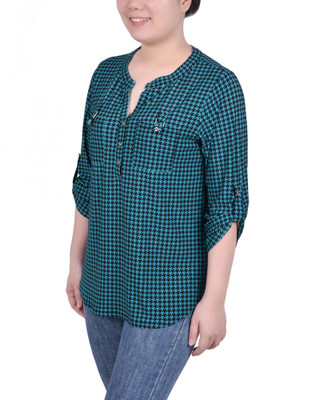 Thumbnail 3: NY COLLECTION NY Collections Womens 3/4 Tab-Sleeve Top With Pockets 