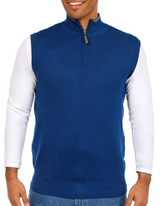 Thumbnail 1: TAILORBYRD Tailorbyrd Mens Fine Knit Solid 1/4 Zip Pullover Vest 