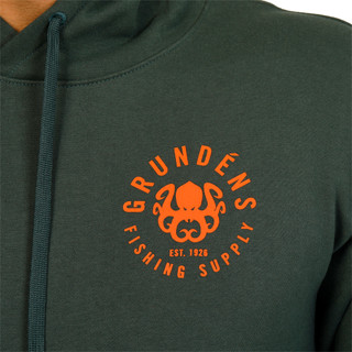 Thumbnail 8: GRUNDENS Grundens Mens Long Sleeve Fleece Screenprint DWR Hoodie 