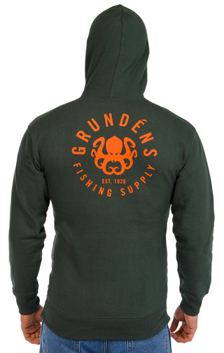 Thumbnail 3: GRUNDENS Grundens Mens Long Sleeve Fleece Screenprint DWR Hoodie 