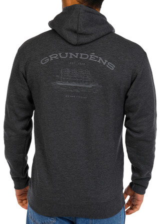 Thumbnail 2: GRUNDENS Grundens Mens Long Sleeve Fleece Screenprint DWR Hoodie 