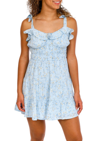 Thumbnail 2: Trixxi Trixxi Juniors Blue Floral Tie Strap Dress 