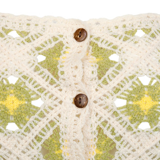 Thumbnail 2: GOOD LUCK GEM Good Luck Gem Juniors Puff Sleeve Crochet Button Down Top 