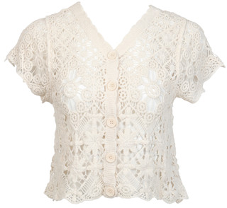 Thumbnail 1: GOOD LUCK GEM Good Luck Gem Juniors Floral Crochet Button Down Top 