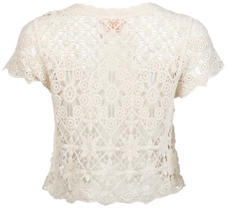 Thumbnail 2: GOOD LUCK GEM Good Luck Gem Juniors Floral Crochet Button Down Top 