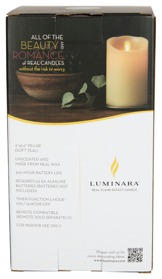 Thumbnail 3: Luminara Luminara Aqua Embossed Starfish Flameless Pillar Candle 
