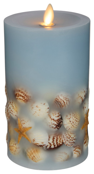Thumbnail 1: Luminara Luminara Embedded Seashell Flameless LED Pillar Candle 