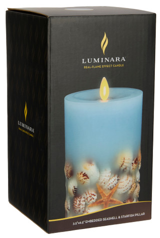 Thumbnail 3: Luminara Luminara Embedded Seashell Flameless LED Pillar Candle 