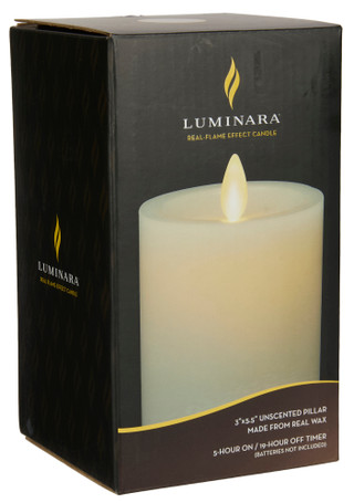 Thumbnail 2: Luminara Luminara Real Flame Effect Pillar Candle, Pearl Ivory 