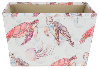 Thumbnail 2: Whitmor Whitmor Sea Turtle Print Small Storage Canvas Bin Tote 