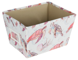Thumbnail 1: Whitmor Whitmor Sea Turtle Print Small Storage Canvas Bin Tote 