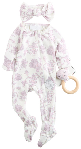 Thumbnail 1: Toby NYC Toby NYC Baby Girls 3 Pc Paisley Floral Sleeper Set 