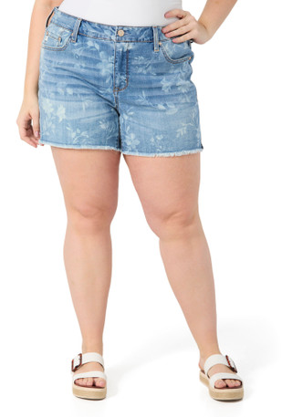 Thumbnail 1: SEVEN7 Nanette Lepore Plus Floral Stencil Weekend Denim Shorts 
