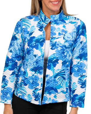 Thumbnail 1: Onque Casual Onque Casual Petite Long Sleeve Floral Textured Zip Jacket 