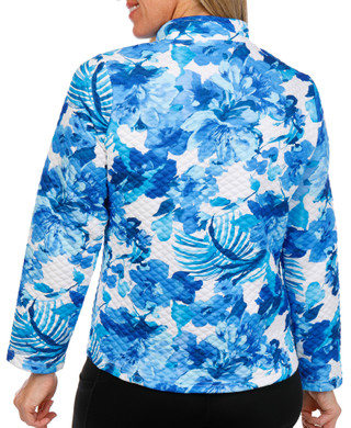Thumbnail 2: Onque Casual Onque Casual Petite Long Sleeve Floral Textured Zip Jacket 