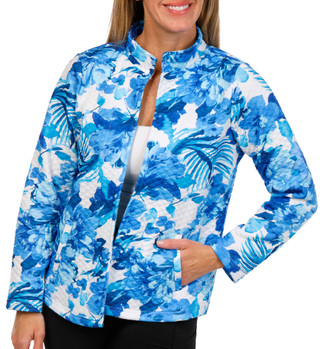 Thumbnail 3: Onque Casual Onque Casual Petite Long Sleeve Floral Textured Zip Jacket 