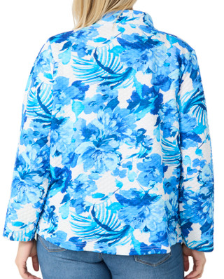 Thumbnail 2: Onque Casual Onque Casual Plus Long Sleeve Floral Textured Zip Jacket 