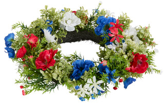 Thumbnail 1: Supreme Silk Supreme Silk 20 in Americana Poppy Wreath 