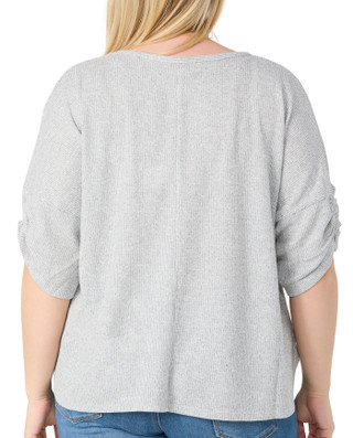 Thumbnail 2: MAX STUDIO Max Studio Plus 3/4 Sleeve Ribbed Jersey Top 