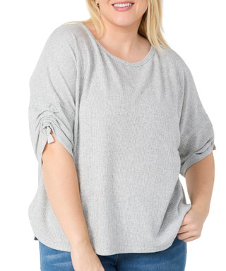 Thumbnail 1: MAX STUDIO Max Studio Plus 3/4 Sleeve Ribbed Jersey Top 
