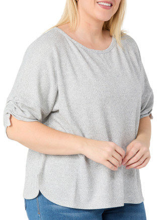 Thumbnail 3: MAX STUDIO Max Studio Plus 3/4 Sleeve Ribbed Jersey Top 