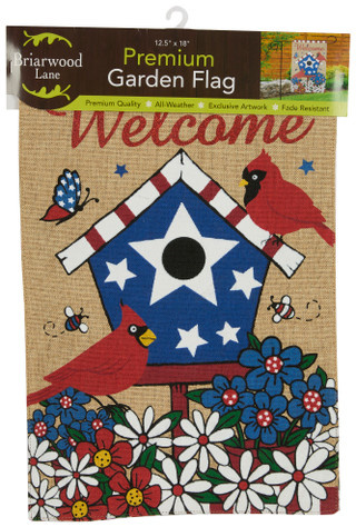 Thumbnail 1: BRIARWOOD Briarwood 18 in Embroidered American Birdhouse Garden Flag 