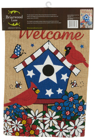Thumbnail 2: BRIARWOOD Briarwood 18 in Embroidered American Birdhouse Garden Flag 