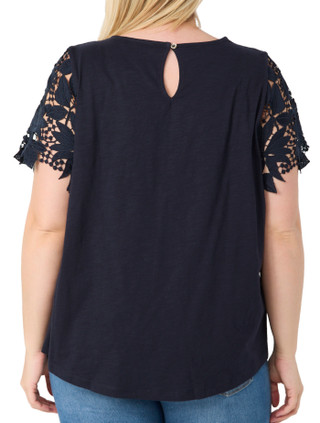 Thumbnail 3: Tommy Hilfiger Tommy Hilfiger Plus Short Sleeve Lace Yoke Top 