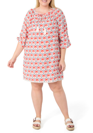 Thumbnail 1: HARPER 241 Harper 241 Plus 3/4 Sleeve Palm Tree Print Dress 
