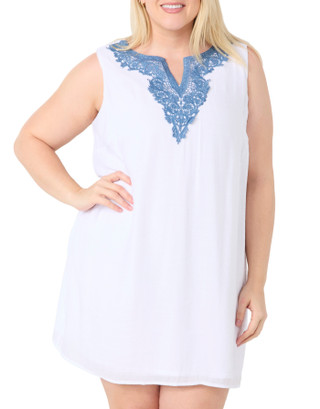 Thumbnail 1: HARPER 241 Harper 241 Plus Sleeveless Crochet Neck Dress 