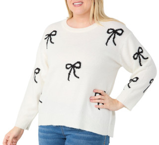 Thumbnail 2: Workshop Workshop Plus Long Sleeve Bows Print Sweater 