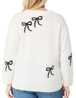 Thumbnail 3: Workshop Workshop Plus Long Sleeve Bows Print Sweater 