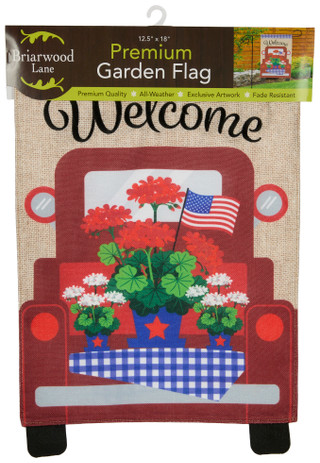 Thumbnail 1: BRIARWOOD Briarwood 18 in Red Truck Welcome Garden Flag 