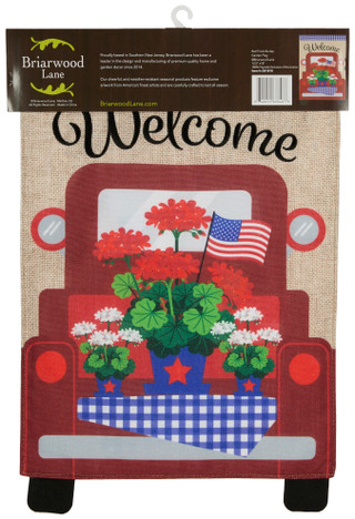 Thumbnail 2: BRIARWOOD Briarwood 18 in Red Truck Welcome Garden Flag 