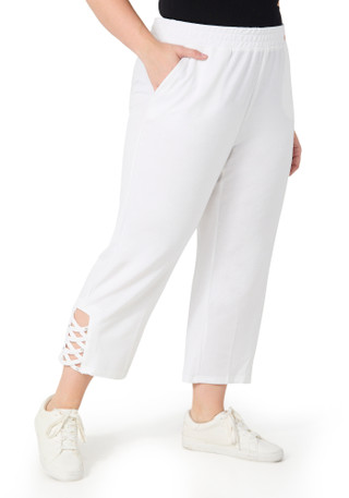 Thumbnail 3: Onque Onque Plus Lattice Trim Solid Capris 