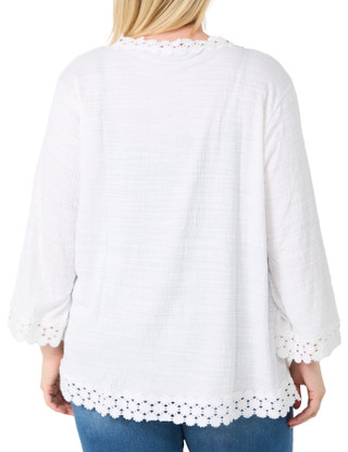 Thumbnail 2: Onque Onque Plus 3/4 Sleeve Floral Lace Trim Cardigan 