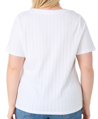 Thumbnail 2: Coral Bay Coral Bay Plus Solid V-Neck Button Novelty Knit Top 