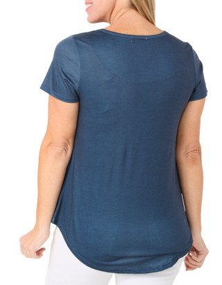 Thumbnail 3: ONE WORLD One World Womens Short Sleeve Americana Knit Flag Top 