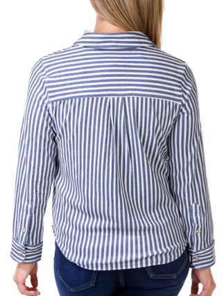 Thumbnail 3: Philosophy Philosophy Petite Long Sleeve Cozy Stripe Button Down Top 